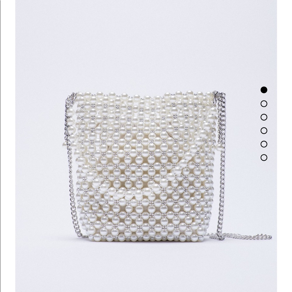 Zara Pearl Mini Bucket Bag CrossBody Bridal NWT